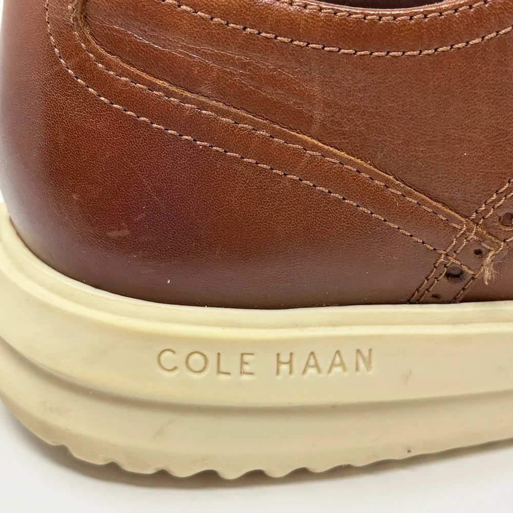 Cole‎ Haan Grand+ Wingtip Oxford Brown Leather Lightweight Shoes Men's 10.5M